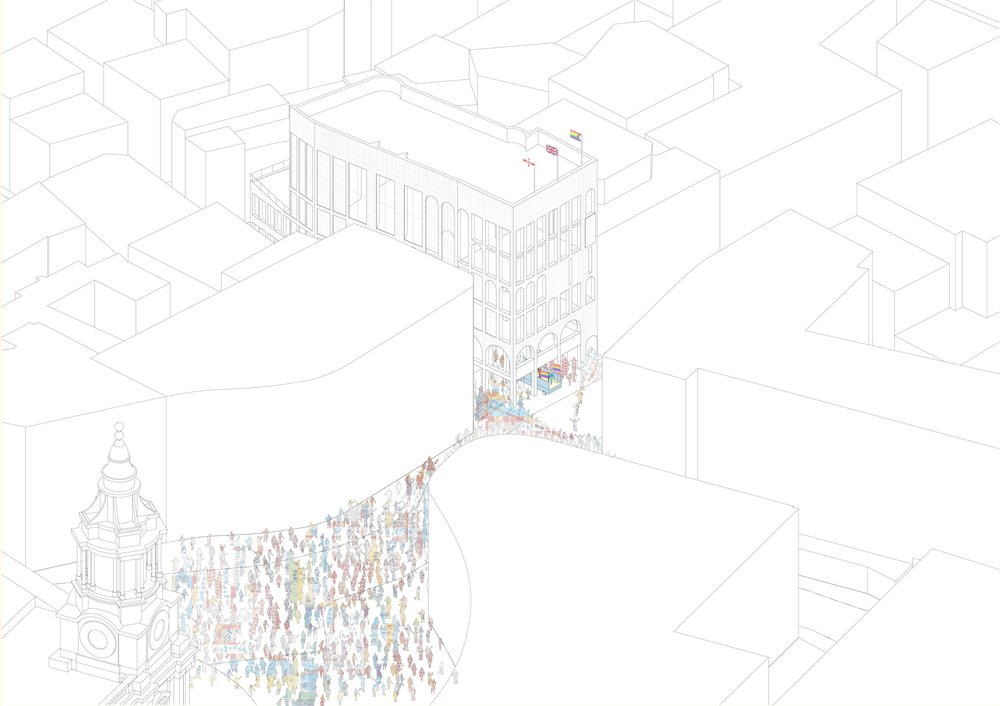 Cultural Centre at London Pride, start of a new route with lots of people