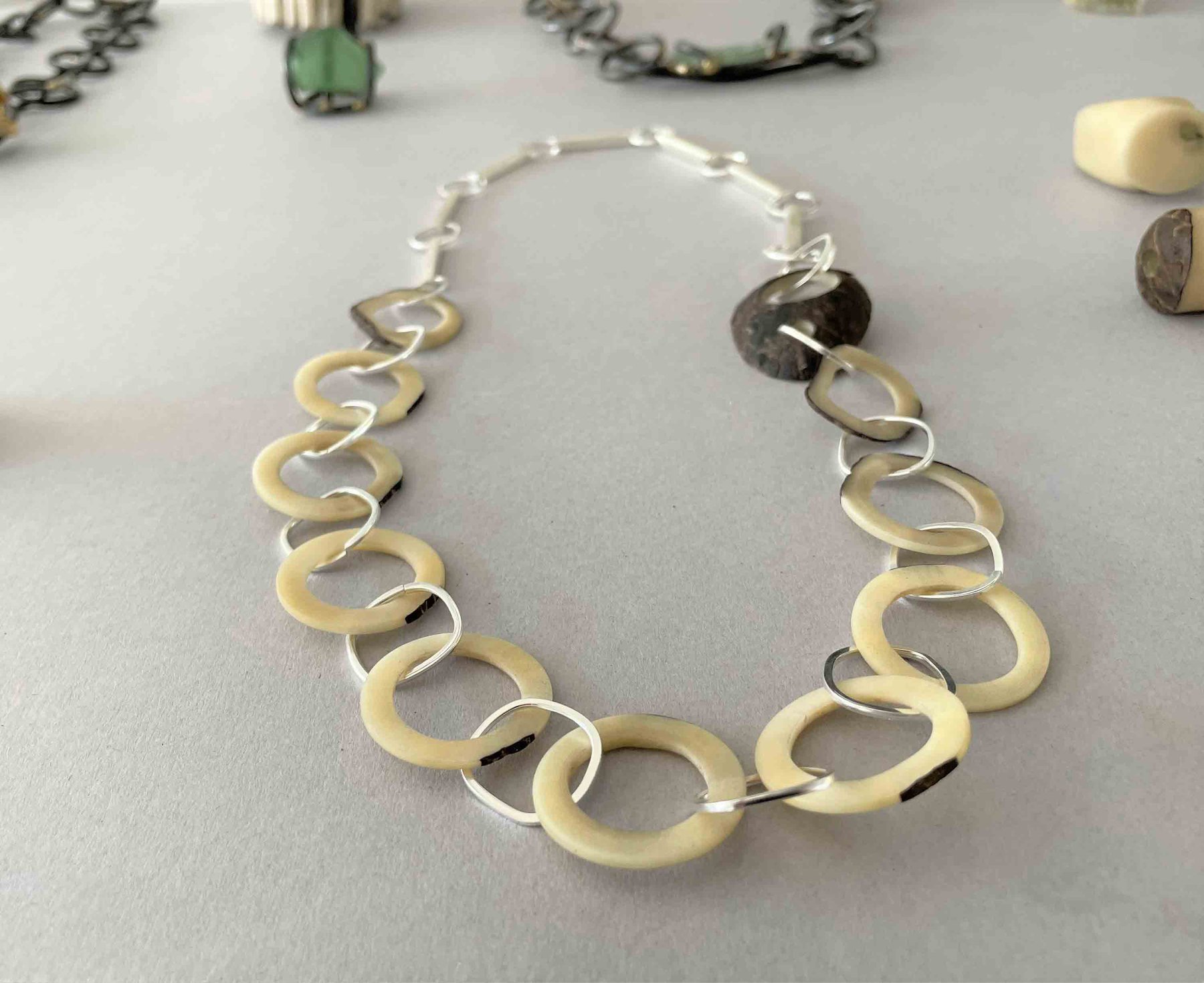 Vegetable Ivory and Steel neckpiece