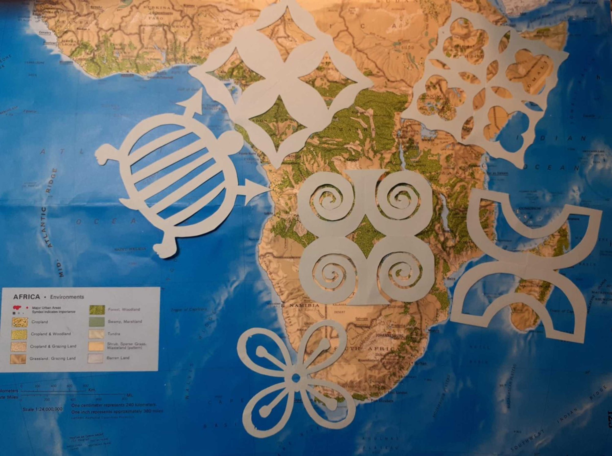Andrea Russell, Tears of Africa, symbols collage, Colonisation Brief