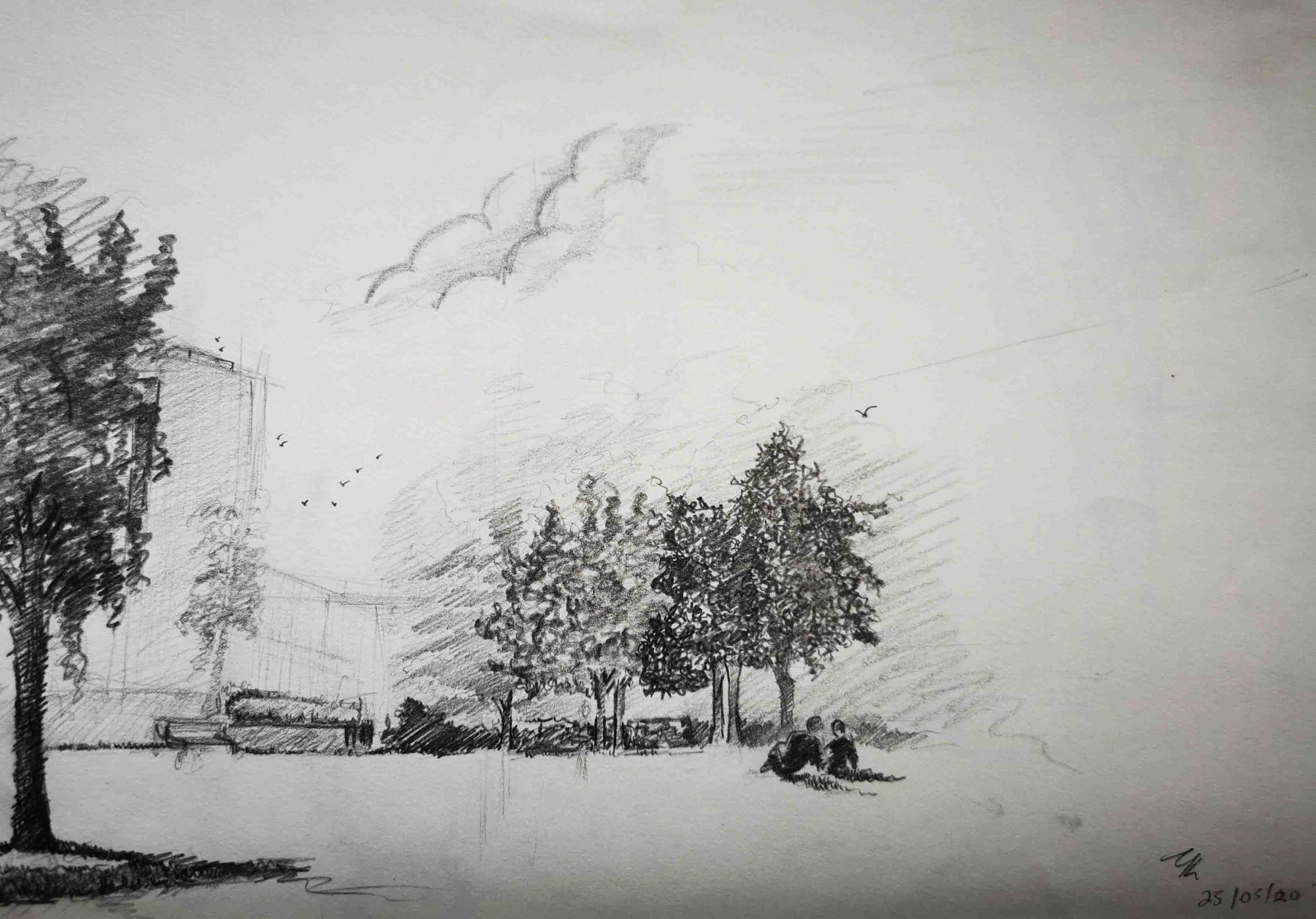 Sketch of a park.