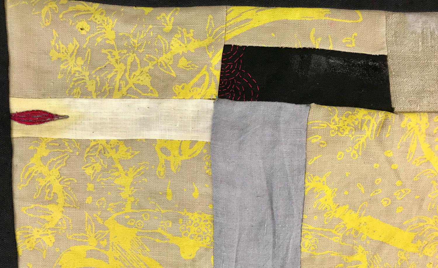 Detail of yellow print patchwork by Lizeth Gallegos