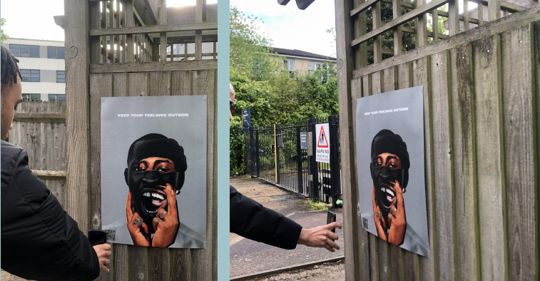 Myles Steadford poster on fence.png